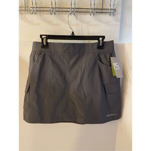 Eddie Bauer Christine skirt skort large new gray 2 way stretch forged iron #elk0
